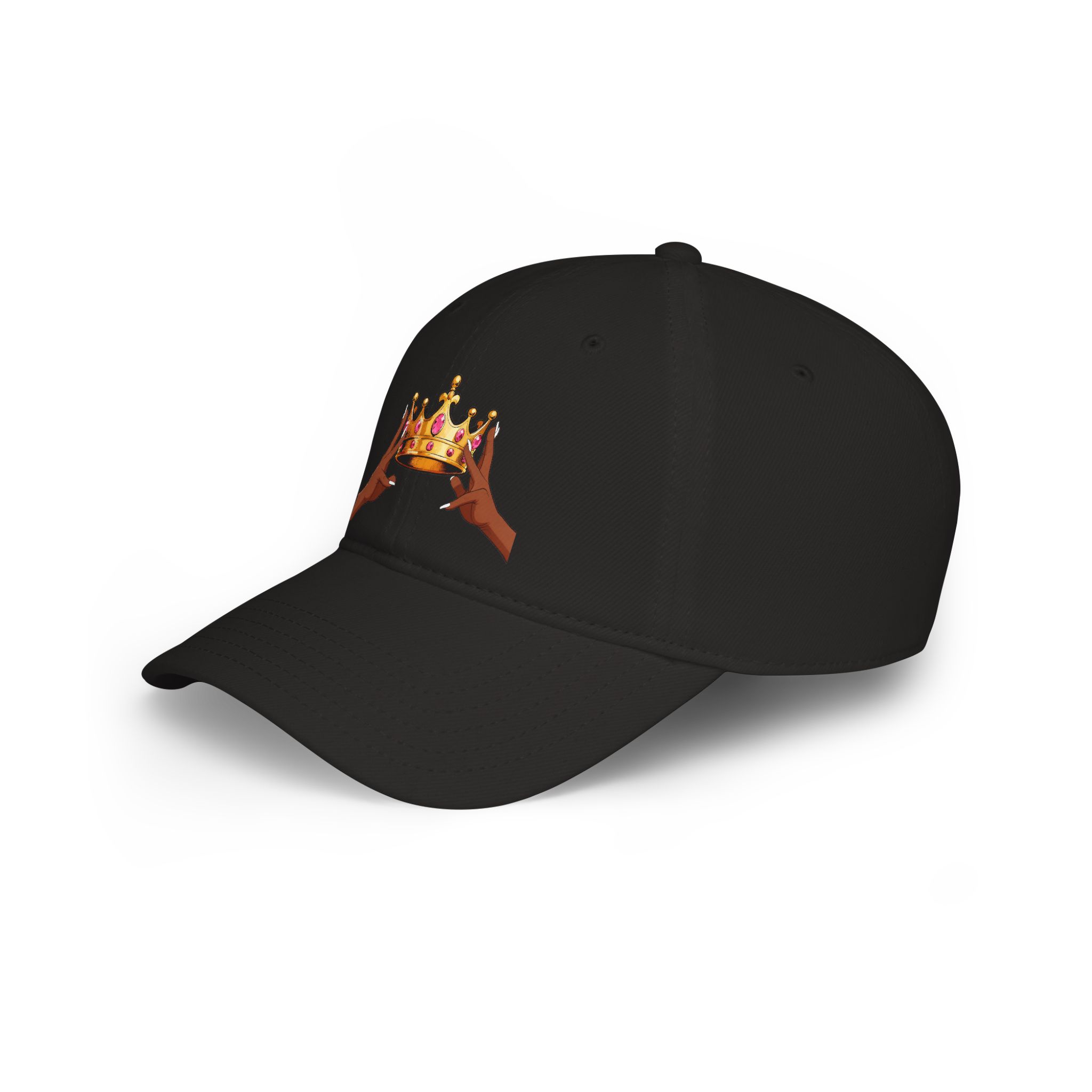 KJ Flips Crowned Baseball Cap-Dark — Black Low Profile Hat - Image 3